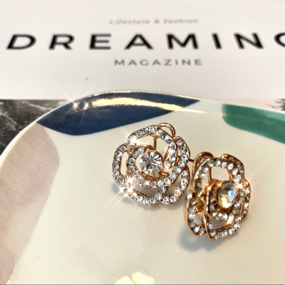 Rose Statement Stud Earrings - Picture 4 of 4
